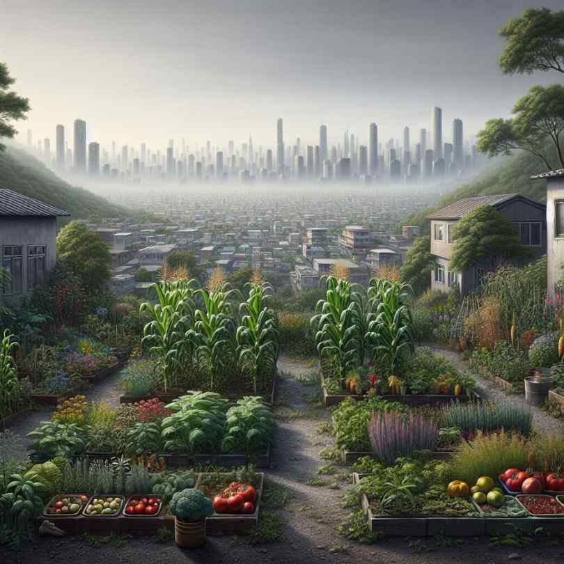 A survival garden ion an urban area with pollution